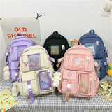 2022  Women Large Capacity Travel Backpack Female Multi-pocket College Waterproof School Bags Transparent Pocket Laptop Backpacks