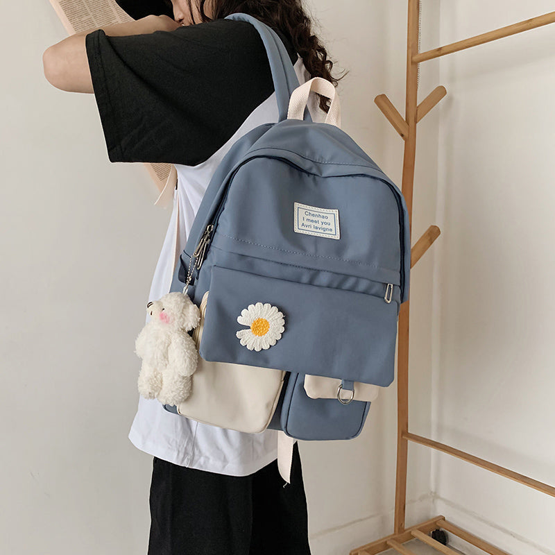 College Student Ladies Cute Backpack Women Flower Female Harajuku School Bags Book Kawaii Backpack Nylon Girl Trendy Bag Fashion