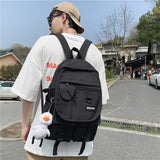 Solid Color Fashion Men's Backpack Summer New Nylon Waterproof School Bag For Boys Large School Backpack With Many Pockets