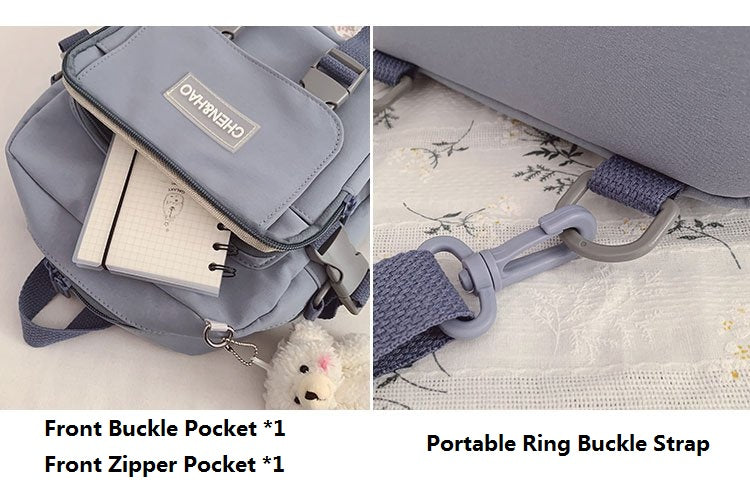 Kylethomasw korean style small mini backpack for women school small bag mochila Multi pocket Girl Ring Buckle portable bear women's backpack
