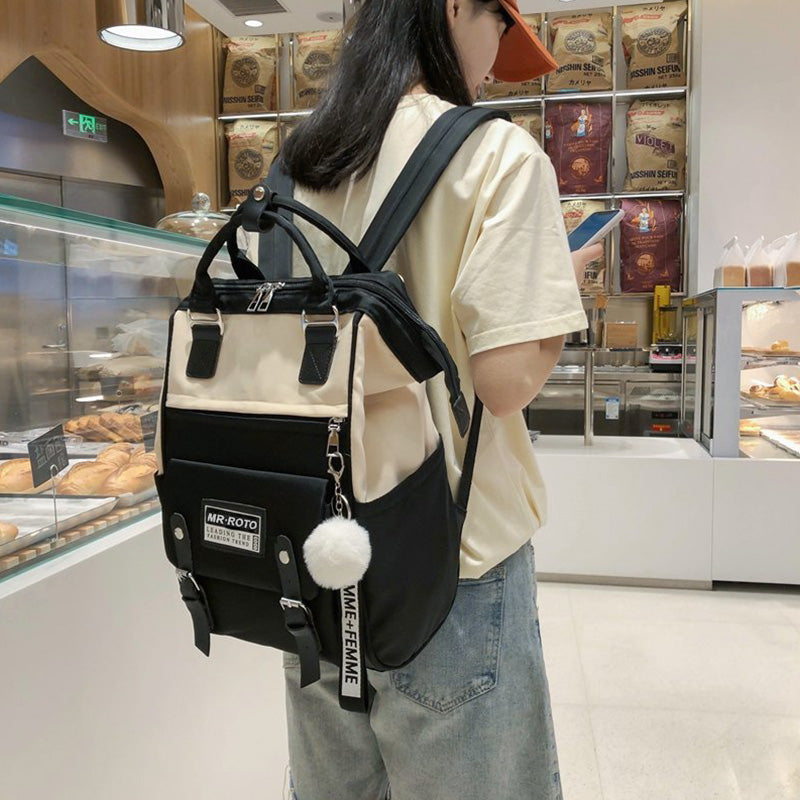 Kylethomasw Backpacks for School Teenagers Girls Cute Ring Bag Designer Travel Laptop Backpack Women Notebook Back Pack Patchwork Bagpack