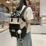 Kylethomasw Backpacks for School Teenagers Girls Cute Ring Bag Designer Travel Laptop Backpack Women Notebook Back Pack Patchwork Bagpack