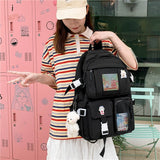 2022  Women Large Capacity Travel Backpack Female Multi-pocket College Waterproof School Bags Transparent Pocket Laptop Backpacks