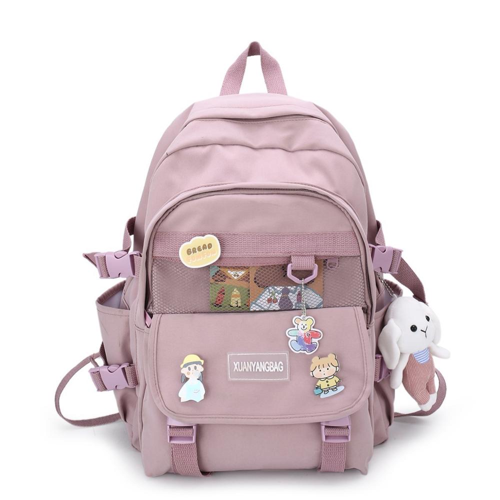 EnoPella Kawaii Women Backpack for Girl School Bag Waterproof Travel Mochila Fashion Female College Bookbag Black Nylon Rucksack