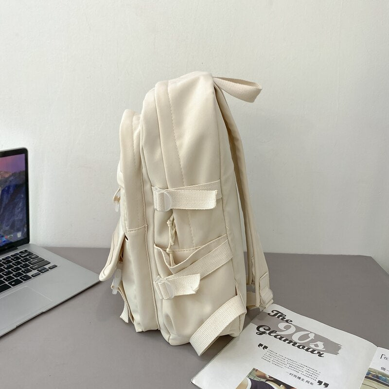 EST New Large Shoulders Girls Student Book Kawaii School Bag Female Casual Travel Bagpack Women Solid Color Mochila Bag Fashion
