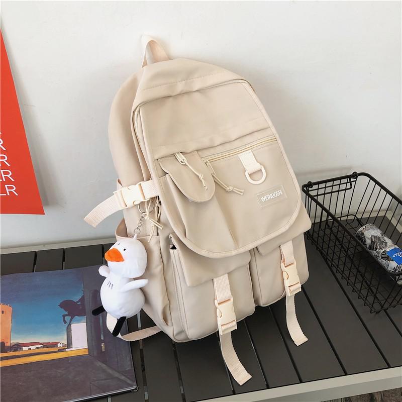 Solid Color Fashion Men's Backpack Summer New Nylon Waterproof School Bag For Boys Large School Backpack With Many Pockets