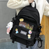 EnoPella Kawaii Women Backpack for Girl School Bag Waterproof Travel Mochila Fashion Female College Bookbag Black Nylon Rucksack