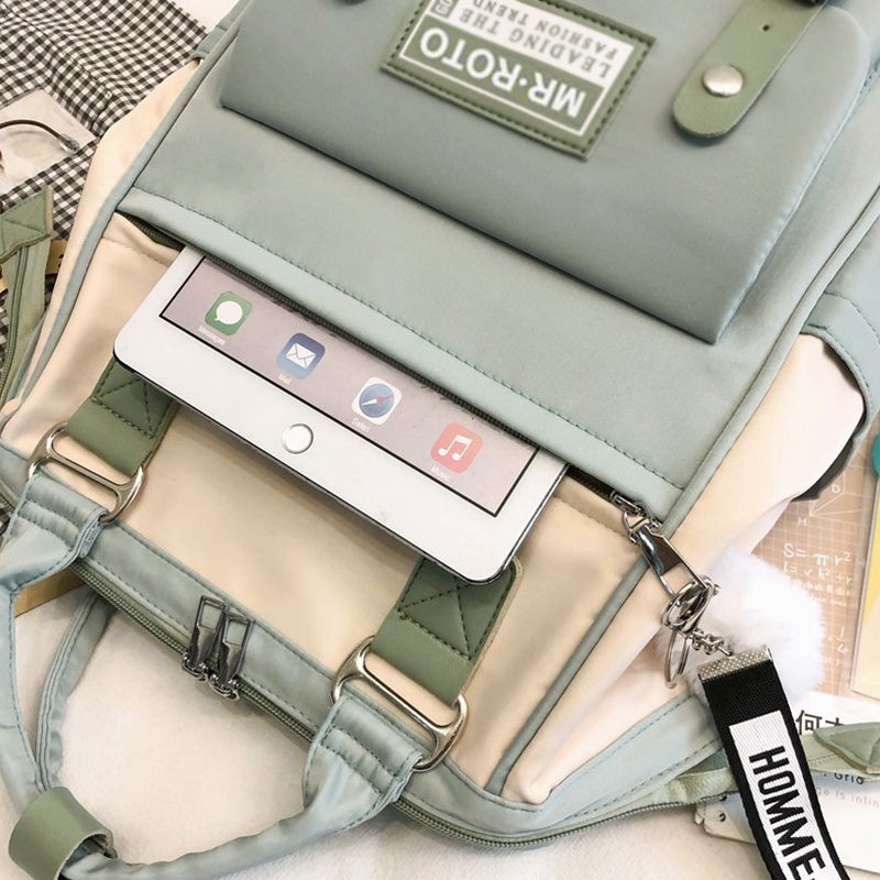 Kylethomasw Backpacks for School Teenagers Girls Cute Ring Bag Designer Travel Laptop Backpack Women Notebook Back Pack Patchwork Bagpack