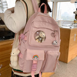 Kylethomasw Women Harajuku Cute Backpack Nylon Student School Bag Laptop Ladies Kawaii Backpacks Girl Fashion Book Bags Female Trendy Travel