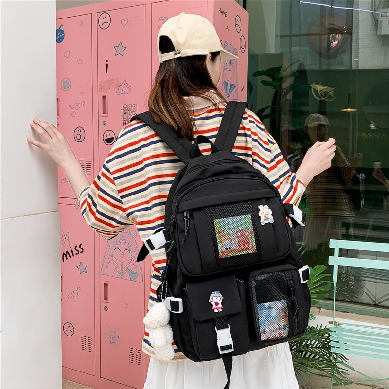 2022  Women Large Capacity Travel Backpack Female Multi-pocket College Waterproof School Bags Transparent Pocket Laptop Backpacks