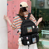 2022  Women Large Capacity Travel Backpack Female Multi-pocket College Waterproof School Bags Transparent Pocket Laptop Backpacks