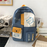 EST 2022 Women Backpack New Kawaii Patchwork Female Large Capacity Waterproof Nylon Shoulders School Bag Preppy Mochila Bolsa