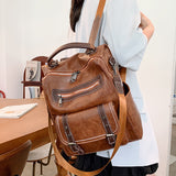 Women Leather Backpack Female Fashion Rucksack Designer Vintage Shoulder Bag Escola Large Capacity School Bag Backpacks Mochila