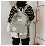Kylethomasw  Girls School Bags for Teenagers Student Backpack Women Nylon Soft Patchwork Bookbag Teen Panelled Flowers Casual Schoolbag Black