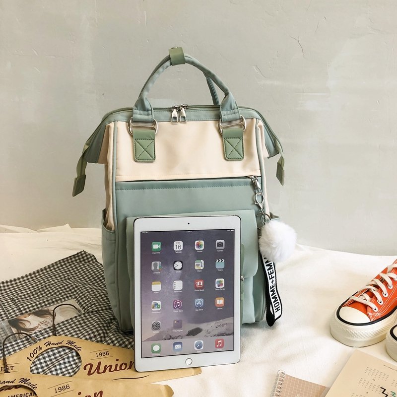 Kylethomasw Backpacks for School Teenagers Girls Cute Ring Bag Designer Travel Laptop Backpack Women Notebook Back Pack Patchwork Bagpack