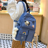 Kylethomasw Women Harajuku Cute Backpack Nylon Student School Bag Laptop Ladies Kawaii Backpacks Girl Fashion Book Bags Female Trendy Travel