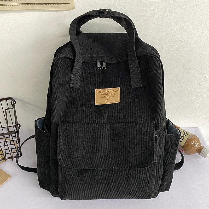 Kylethomasw Schoolbag Female college students fashion trend simple corduroy backpack winter versatile portable backpack small
