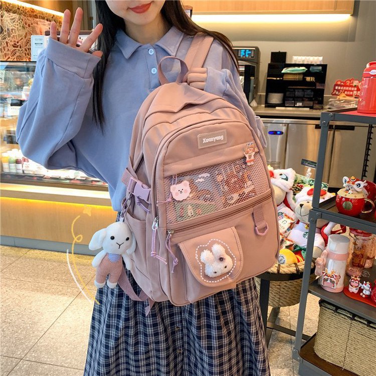 Kylethomasw Japanese Fashion Backpack Women School Bags For Teenage Girls Multipockets Mesh Nylon Backpacks Mochila Feminina Bag Bolsa Mujer
