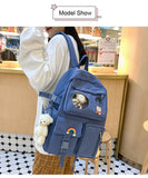 Kylethomasw Women Harajuku Cute Backpack Nylon Student School Bag Laptop Ladies Kawaii Backpacks Girl Fashion Book Bags Female Trendy Travel