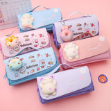 Decompression pencil case Portable cute pencil bag Cartoon school stationery bag Student pen case Unzip children pen bag prize