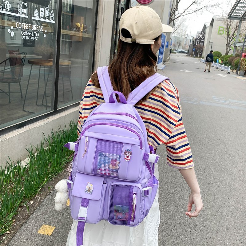 2022  Women Large Capacity Travel Backpack Female Multi-pocket College Waterproof School Bags Transparent Pocket Laptop Backpacks