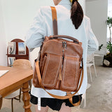 Women Leather Backpack Female Fashion Rucksack Designer Vintage Shoulder Bag Escola Large Capacity School Bag Backpacks Mochila
