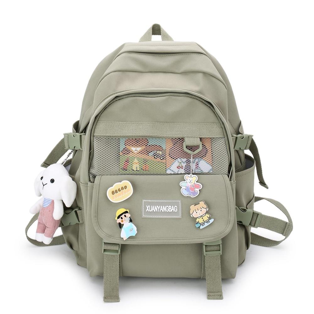 EnoPella Kawaii Women Backpack for Girl School Bag Waterproof Travel Mochila Fashion Female College Bookbag Black Nylon Rucksack