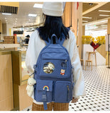 Kylethomasw Women Harajuku Cute Backpack Nylon Student School Bag Laptop Ladies Kawaii Backpacks Girl Fashion Book Bags Female Trendy Travel