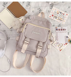 Kylethomasw korean style small mini backpack for women school small bag mochila Multi pocket Girl Ring Buckle portable bear women's backpack