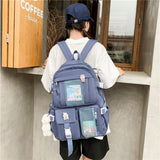 2022  Women Large Capacity Travel Backpack Female Multi-pocket College Waterproof School Bags Transparent Pocket Laptop Backpacks