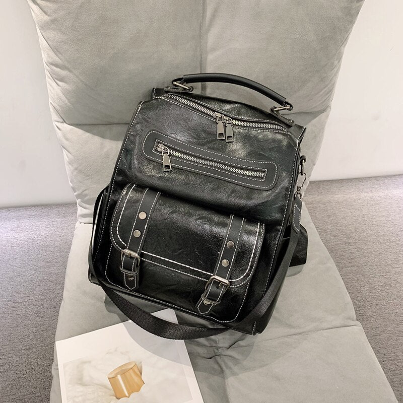Women Leather Backpack Female Fashion Rucksack Designer Vintage Shoulder Bag Escola Large Capacity School Bag Backpacks Mochila
