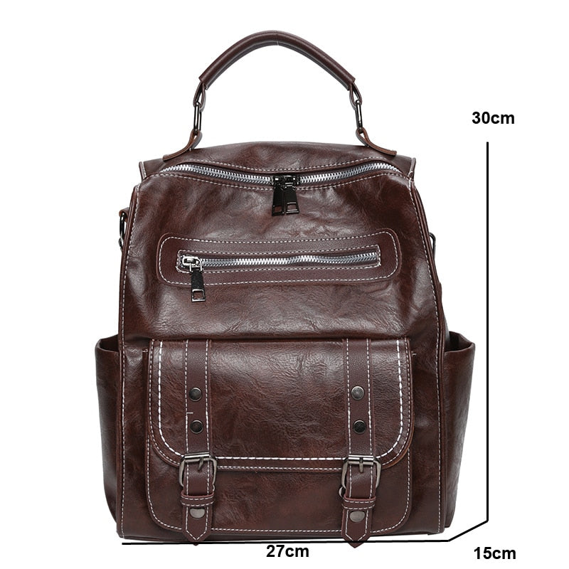 Women Leather Backpack Female Fashion Rucksack Designer Vintage Shoulder Bag Escola Large Capacity School Bag Backpacks Mochila