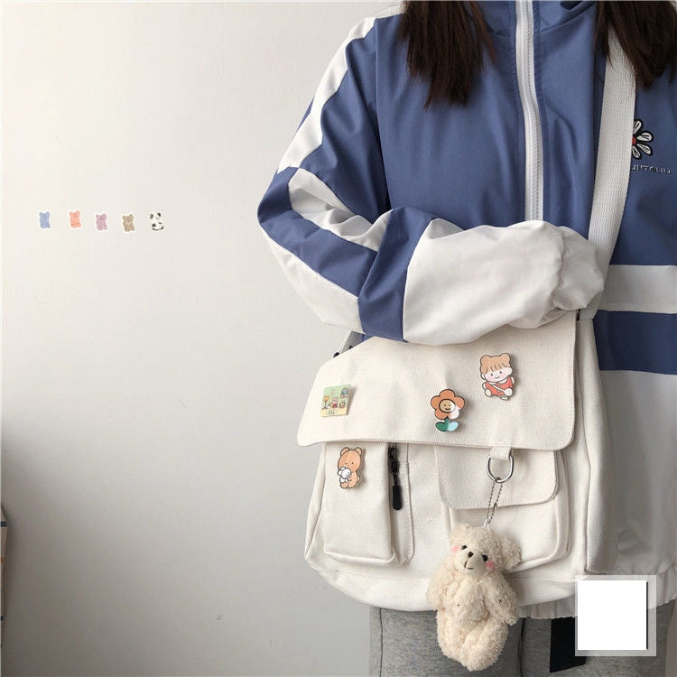 Kylethomasw  Women Simple Crossbody Money Bag Cute Casual Satchel Girls Shoulder Pouch Women Sweet Printed Canvas Diagonal Cross School Bag