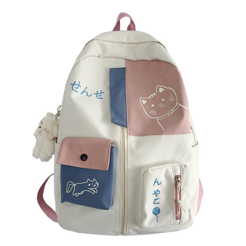 EST 2022 Women Backpack New Kawaii Patchwork Female Large Capacity Waterproof Nylon Shoulders School Bag Preppy Mochila Bolsa