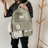 College Student Ladies Cute Backpack Women Flower Female Harajuku School Bags Book Kawaii Backpack Nylon Girl Trendy Bag Fashion