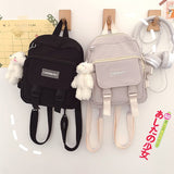 Kylethomasw korean style small mini backpack for women school small bag mochila Multi pocket Girl Ring Buckle portable bear women's backpack