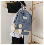 Kylethomasw  Girls School Bags for Teenagers Student Backpack Women Nylon Soft Patchwork Bookbag Teen Panelled Flowers Casual Schoolbag Black