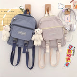 Kylethomasw korean style small mini backpack for women school small bag mochila Multi pocket Girl Ring Buckle portable bear women's backpack