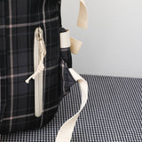 4 Pcs Women Backpack Kawaii Plaid School Bag Mochila Cute Book Schoolbag for Teenage Girl Travel Bagpack Large Capacity Rucksack
