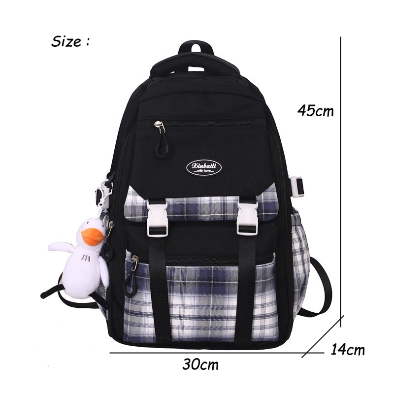 Kylethomasw Lattice College Kawaii Backpack Girl Cute Travel Backpack Trendy Cool Women School Bag Fashion Female Laptop Student Kids Bags
