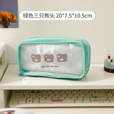Kylethomasw Cute Pencil Bag Transparent PVC Student Cartoon Pencil Case Large Capacity Kawaii Bag Korean Stationery