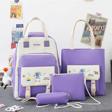 Kylethomasw 4 Pcs Women's Backpack Cartoon Print Cute Student School Bag For Teenage Girls Boys Waterproof Travel Rucksack Mochila 2022 New