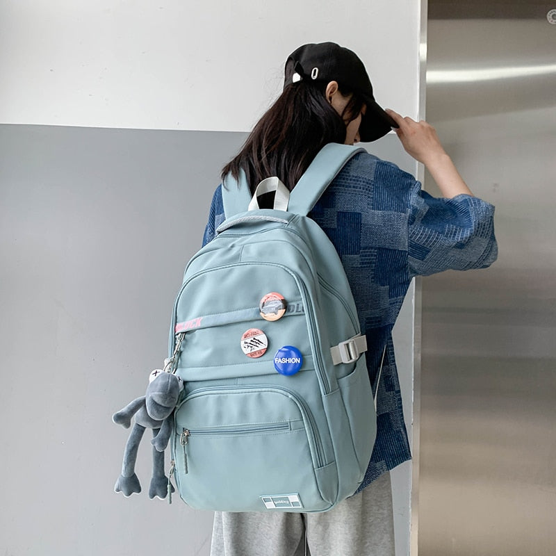 Kylethomasw Waterproof Nylon Men Women School Backpack Fashion Travel Lady Bag Trendy Girl Boy Laptop College Backpack Female Male Book Bags