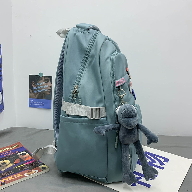 Kylethomasw Waterproof Nylon Men Women School Backpack Fashion Travel Lady Bag Trendy Girl Boy Laptop College Backpack Female Male Book Bags