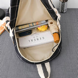 4 Pcs Women Backpack Kawaii Plaid School Bag Mochila Cute Book Schoolbag for Teenage Girl Travel Bagpack Large Capacity Rucksack