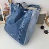Kylethomasw  Denim Tote Bag Women Designer Handbag 2022  Girl Shopper Fashion Casual Embroidered Letters Large Capacity Schoolbag Shoulder Bag