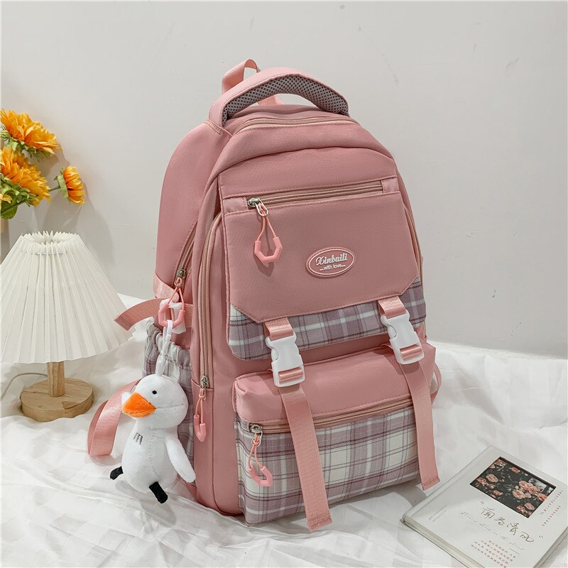 Kylethomasw Lattice College Kawaii Backpack Girl Cute Travel Backpack Trendy Cool Women School Bag Fashion Female Laptop Student Kids Bags