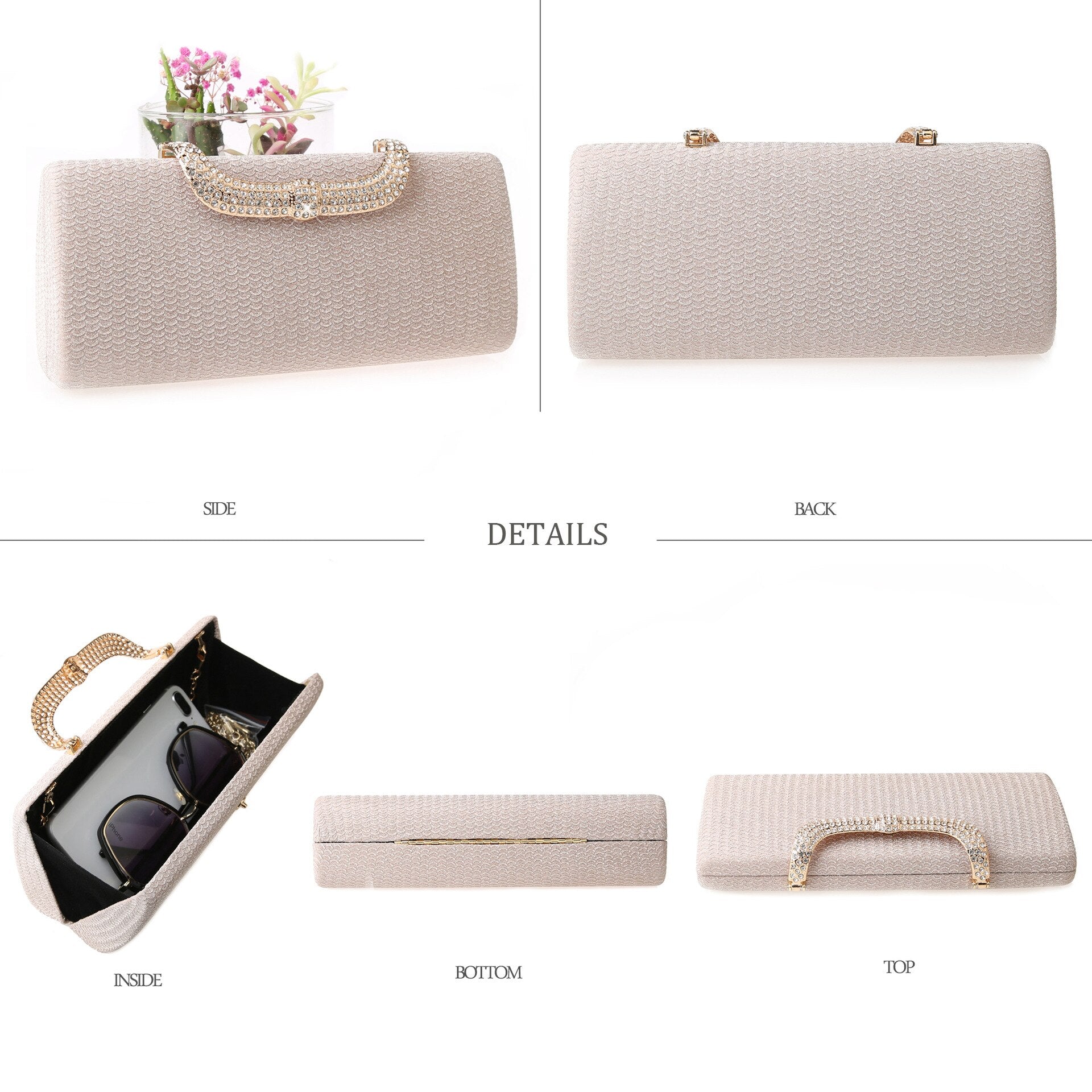 2022 New Trend Long Rhinestone Handbag Fashion Flash Banquet Purse Evening Bag Small Square Bag Z357