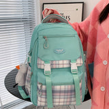 Kylethomasw Lattice College Kawaii Backpack Girl Cute Travel Backpack Trendy Cool Women School Bag Fashion Female Laptop Student Kids Bags