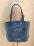 Kylethomasw  Denim Tote Bag Women Designer Handbag 2022  Girl Shopper Fashion Casual Embroidered Letters Large Capacity Schoolbag Shoulder Bag